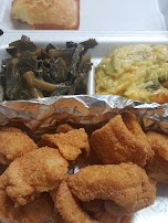 Catfish Nuggets Collards Rice & Broccoli Casserole